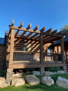 Rough-sawn cedar porch trellis